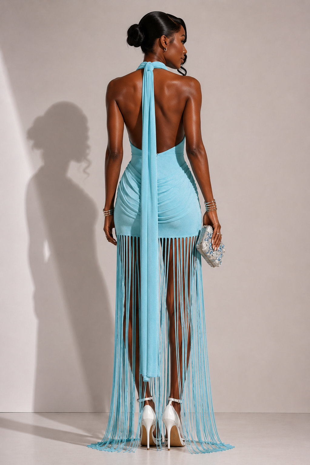 Riviera Fringe Halter Dress