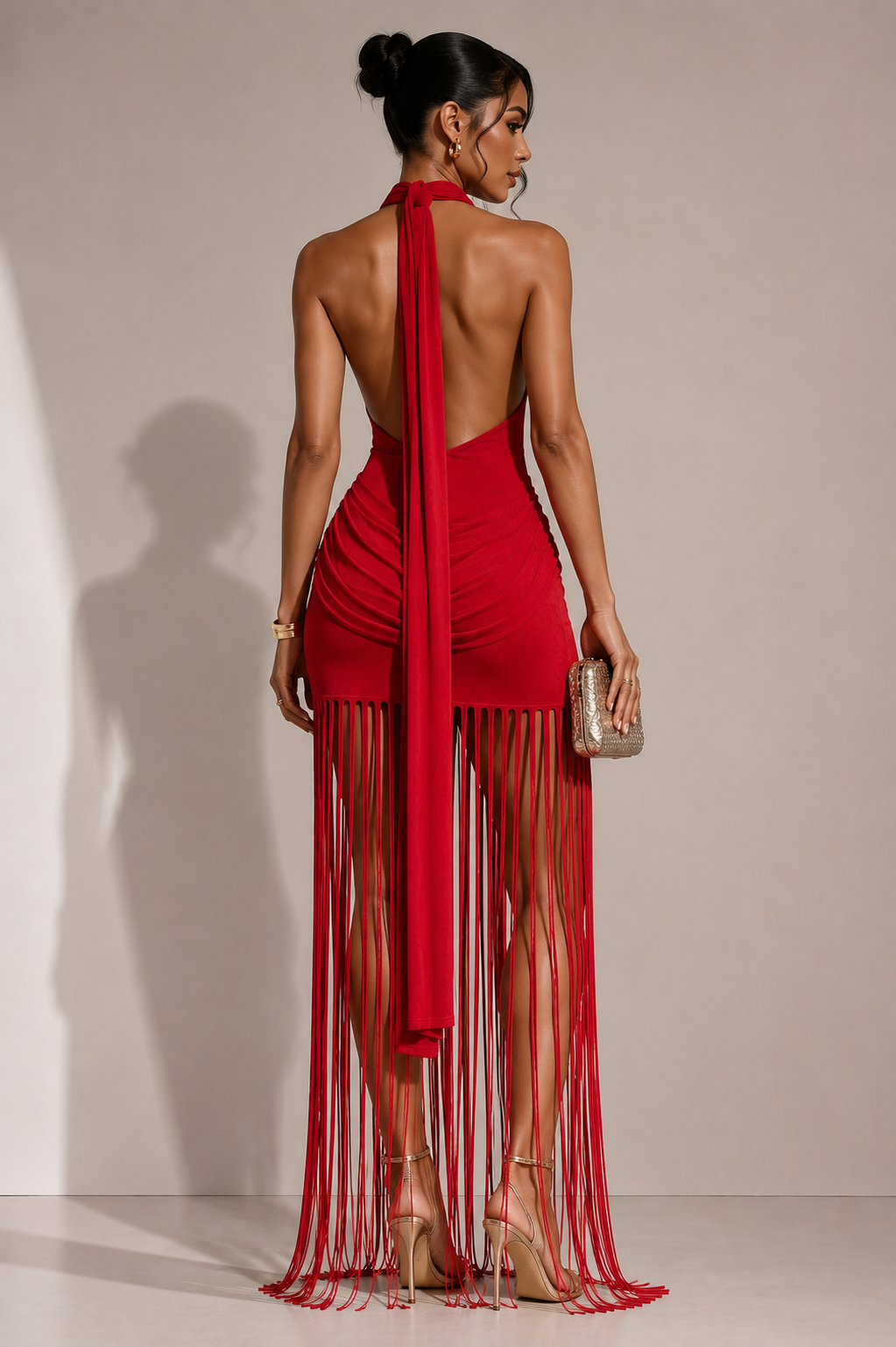 Riviera Fringe Halter Dress