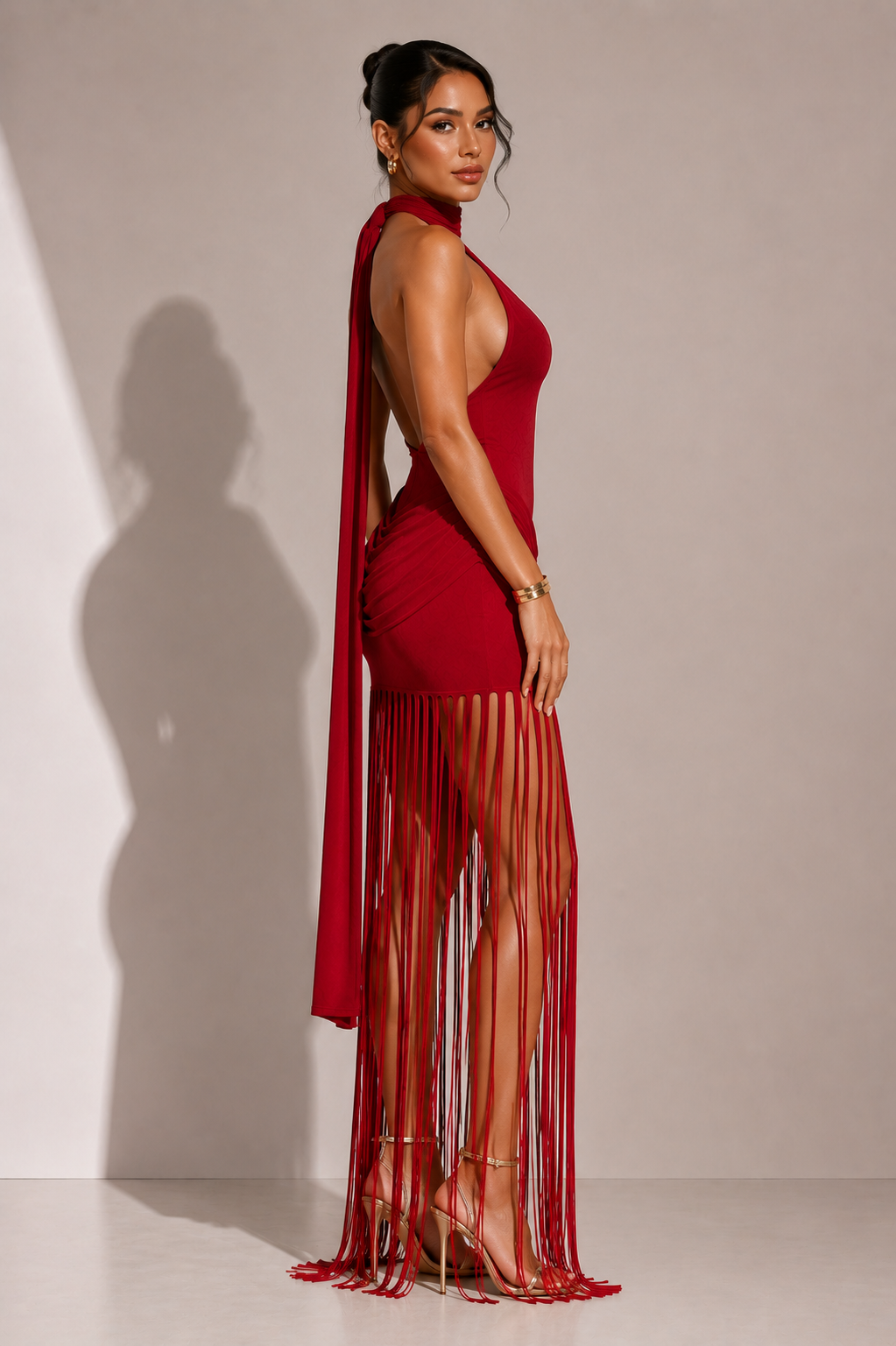 Riviera Fringe Halter Dress