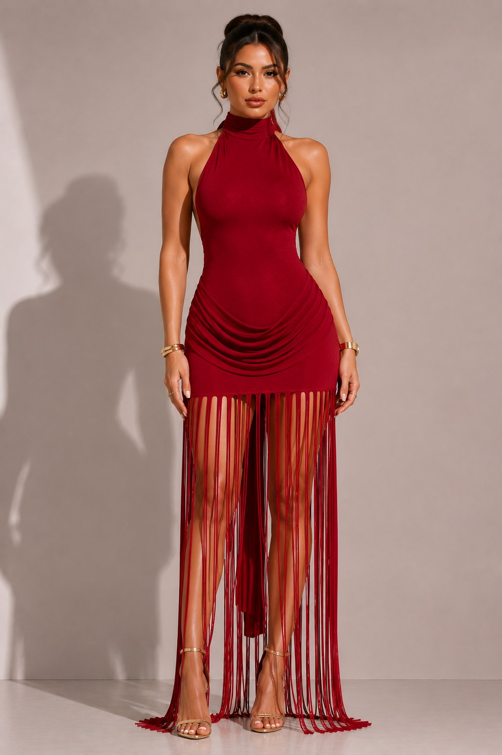 Riviera Fringe Halter Dress