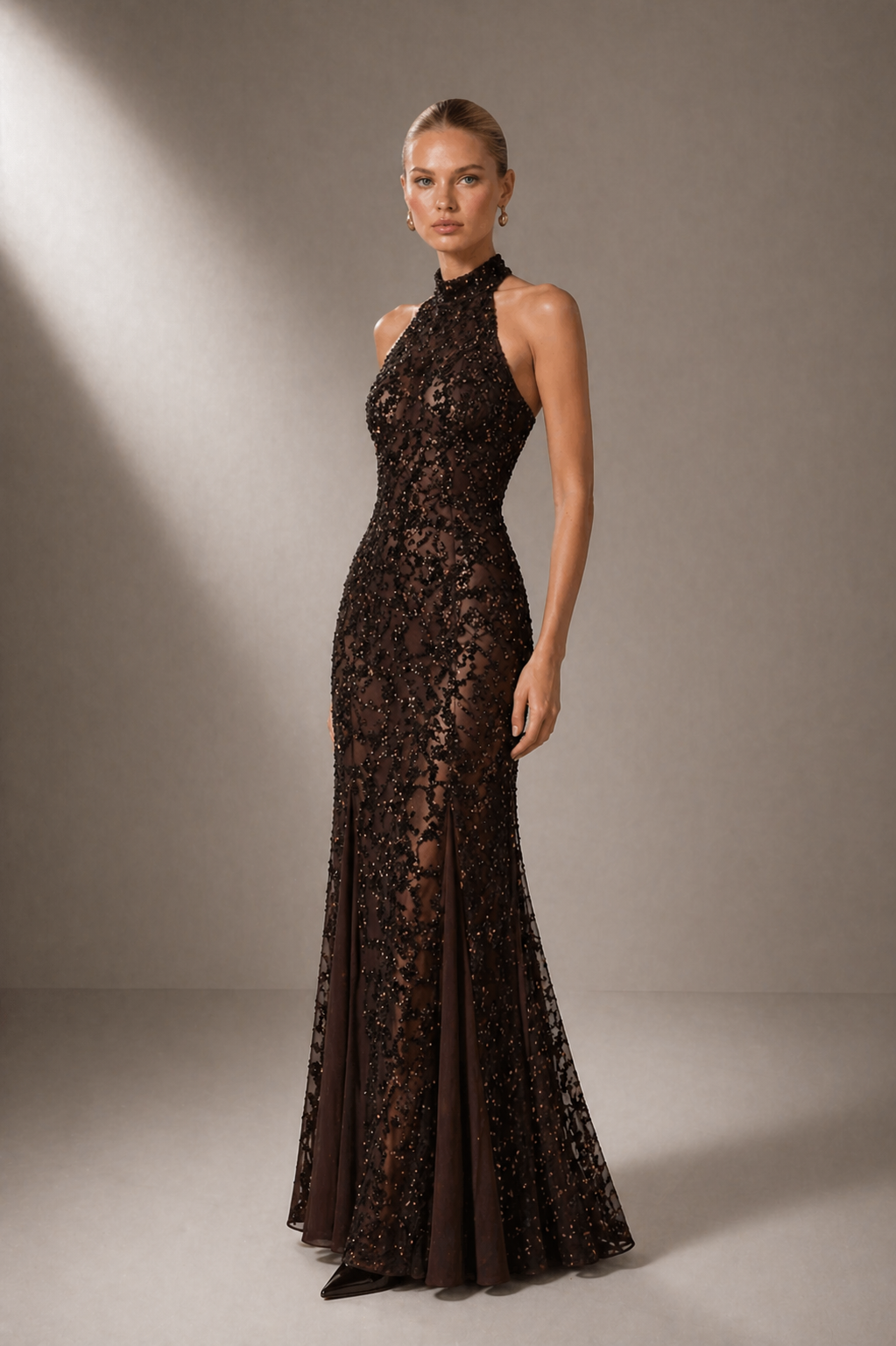 Calista Sequin Halter Dress